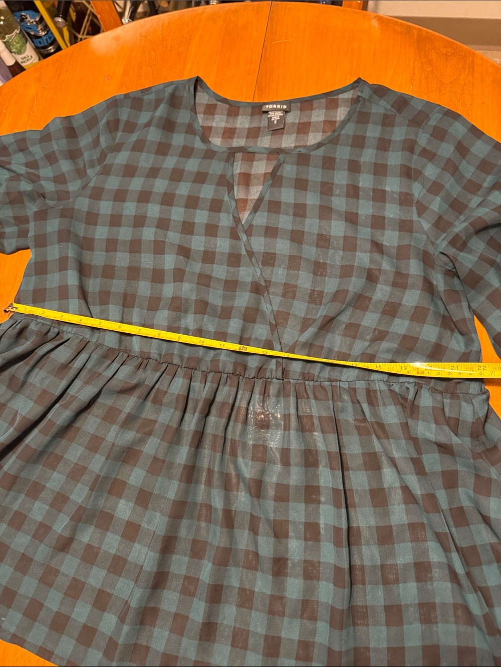 torrid Teal and Black Checked Peplum Top - Picture 7 of 7